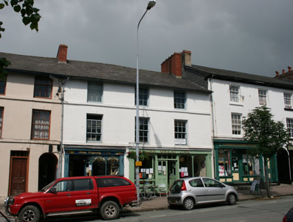 Comptons Yard Trust building viewed from across Great Oak Street front view of Compton's Yard Trust building in Great Oak Street, Llanidloes